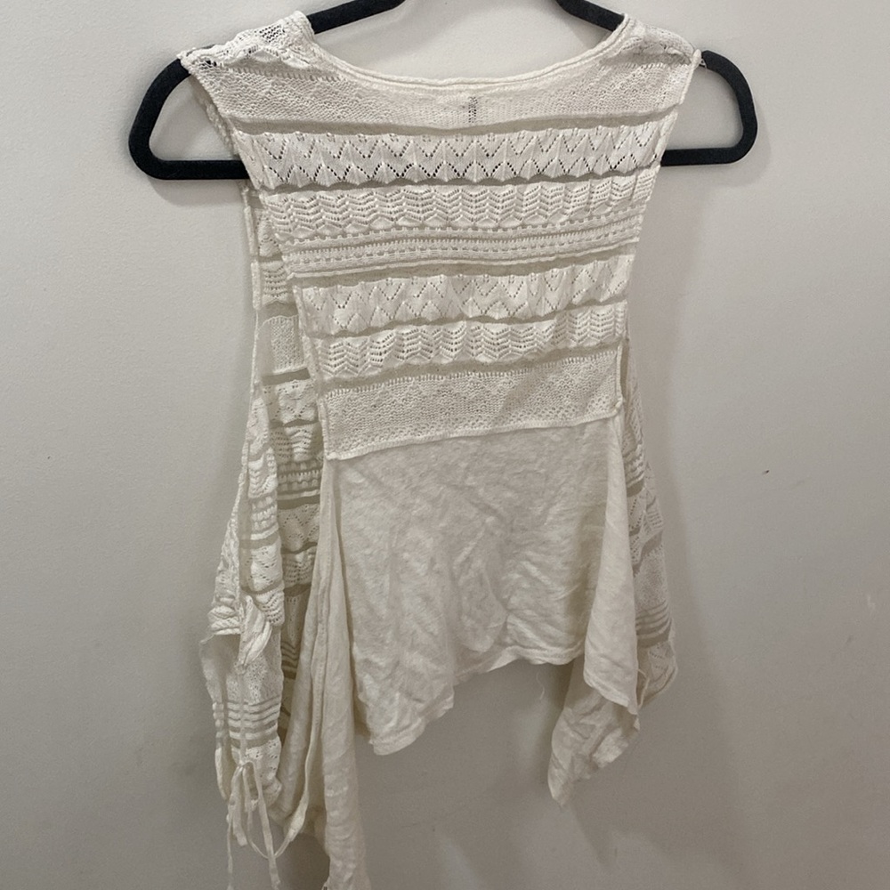Free People White Asymmetrical Side Tie Tank Top - Picture 2 of 2